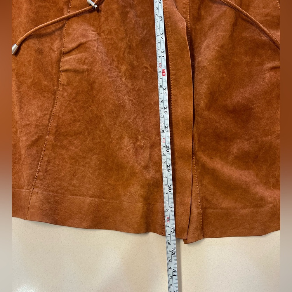 Suede Drawstring Waist Jacket - Brown - image 5